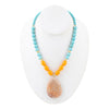 Apricot Fossil Blue Magnesite Golden Pendant Necklace - Barse Jewelry