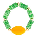 Apricot Green Agate Chunky Golden Bracelet - Barse Jewelry