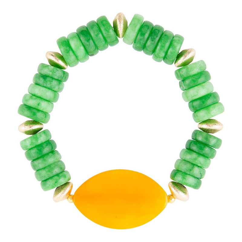 Apricot Green Agate Chunky Golden Bracelet - Barse Jewelry