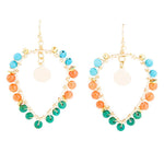 Apricot Teals Multicolor Golden Statement Earrings - Barse Jewelry