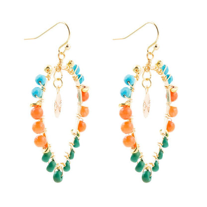 Apricot Teals Multicolor Golden Statement Earrings - Barse Jewelry