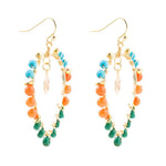 Apricot Teals Multicolor Golden Statement Earrings - Barse Jewelry