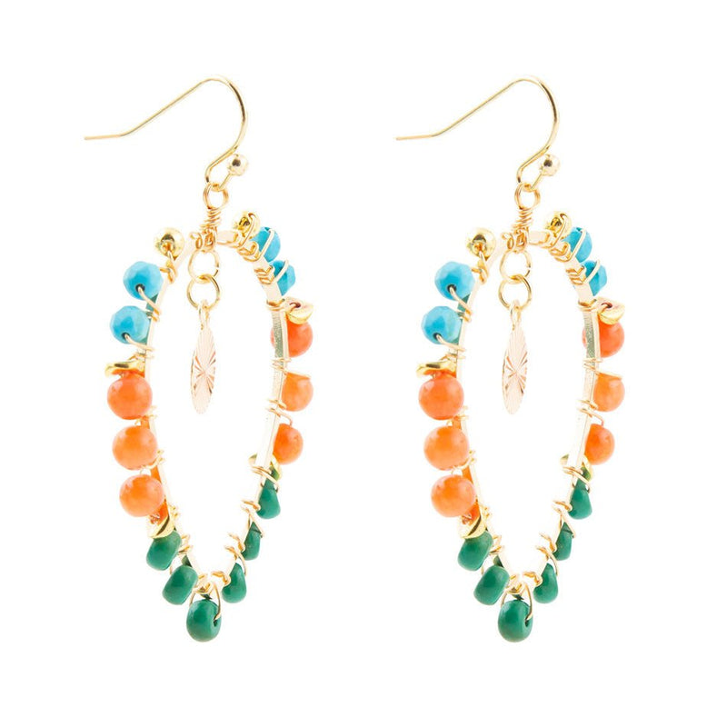 Apricot Teals Multicolor Golden Statement Earrings - Barse Jewelry