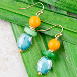 Apricot Yellow Agate Golden Drop Earrings - Barse Jewelry