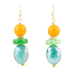 Apricot Yellow Agate Golden Drop Earrings - Barse Jewelry