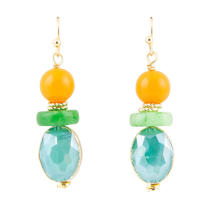 Apricot Yellow Agate Golden Drop Earrings - Barse Jewelry