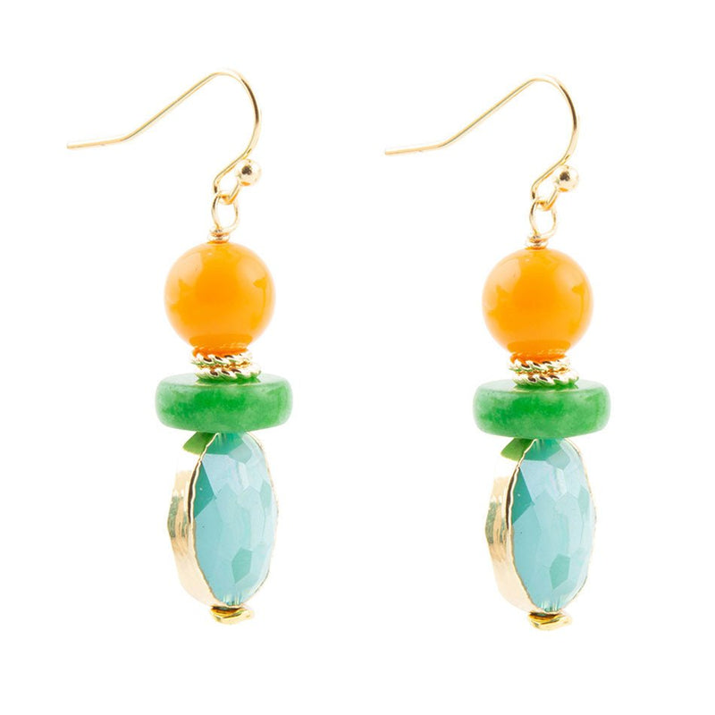 Apricot Yellow Agate Golden Drop Earrings - Barse Jewelry