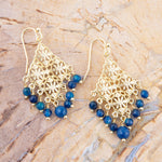Argo Blue Agate Golden Drop Chandelier Earrings - Barse Jewelry