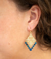 Argo Blue Agate Golden Drop Chandelier Earrings - Barse Jewelry