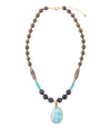Argo Blue Apatite and Brown Tiger's Eye Golden Pendant Necklace - Barse Jewelry