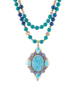 Argo Blue Apatite and Golden Bronze Pendant Necklace - Barse Jewelry