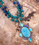 Argo Blue Apatite and Golden Bronze Pendant Necklace - Barse Jewelry