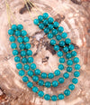 Argo Teal Jade Triple Strand Golden Necklace - Barse Jewelry