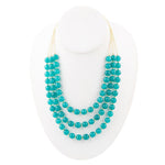 Argo Teal Jade Triple Strand Golden Necklace - Barse Jewelry
