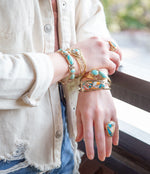 Arrows Blue Turquoise and Orange Spiny Oyster Matrix Golden Cuff Bracelet - Barse Jewelry