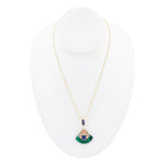 Art Deco Colorful Inlay Golden Pendant Necklace - Barse Jewelry