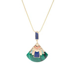 Art Deco Colorful Inlay Golden Pendant Necklace - Barse Jewelry
