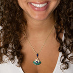 Art Deco Colorful Inlay Golden Pendant Necklace - Barse Jewelry