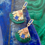 Art Deco Multi Colored Golden Earrings - Barse Jewelry