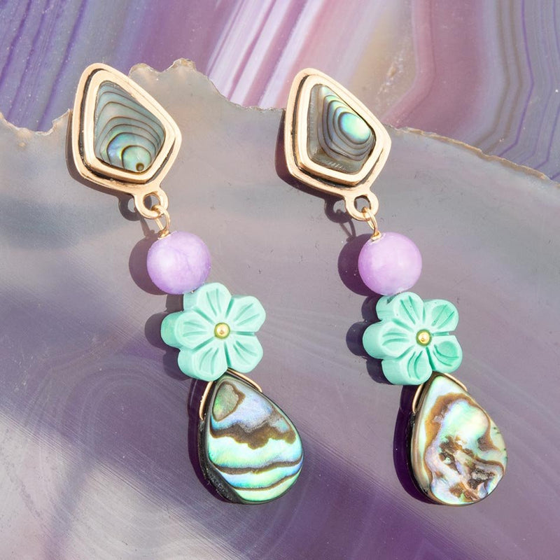 Aruba Abalone Post Golden Drop Earrings - Barse Jewelry