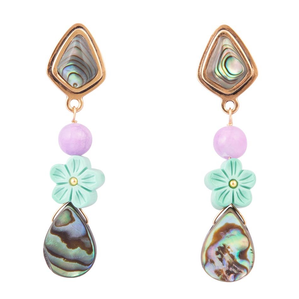 Aruba Abalone Post Golden Drop Earrings - Barse Jewelry