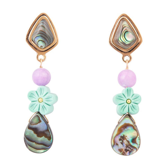 Aruba Blue Abalone Post Golden Drop Earrings