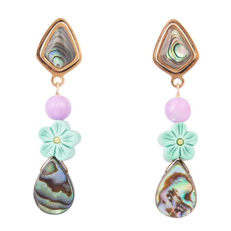 Aruba Abalone Post Golden Drop Earrings - Barse Jewelry
