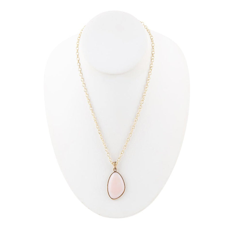 Aruba Pink Opal Golden Pendant Necklace - Barse Jewelry