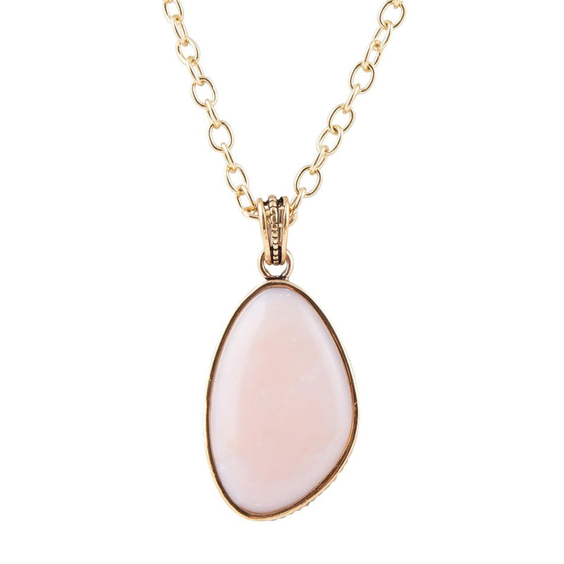 Aruba Pink Opal Golden Pendant Necklace - Barse Jewelry
