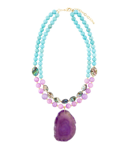 Aruba Purple Agate Statement Necklace - Barse Jewelry