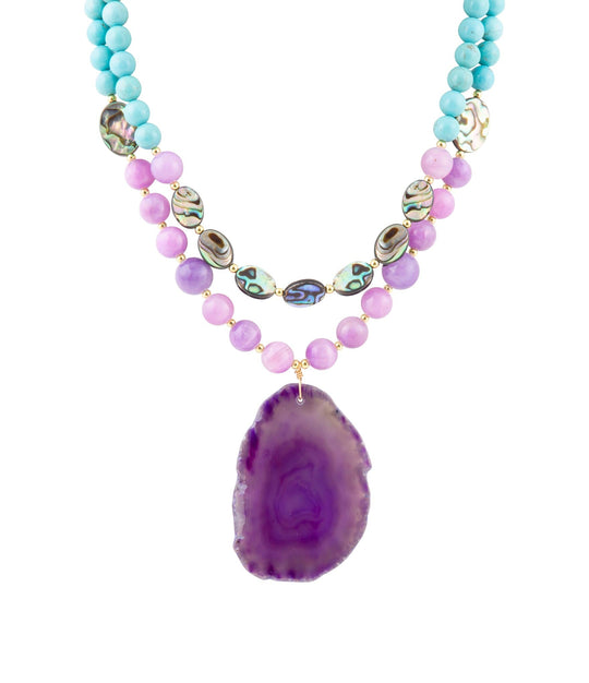 Aruba Purple Jade Statement Pendant Necklace
