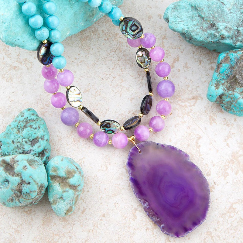 Aruba Purple Agate Statement Necklace - Barse Jewelry