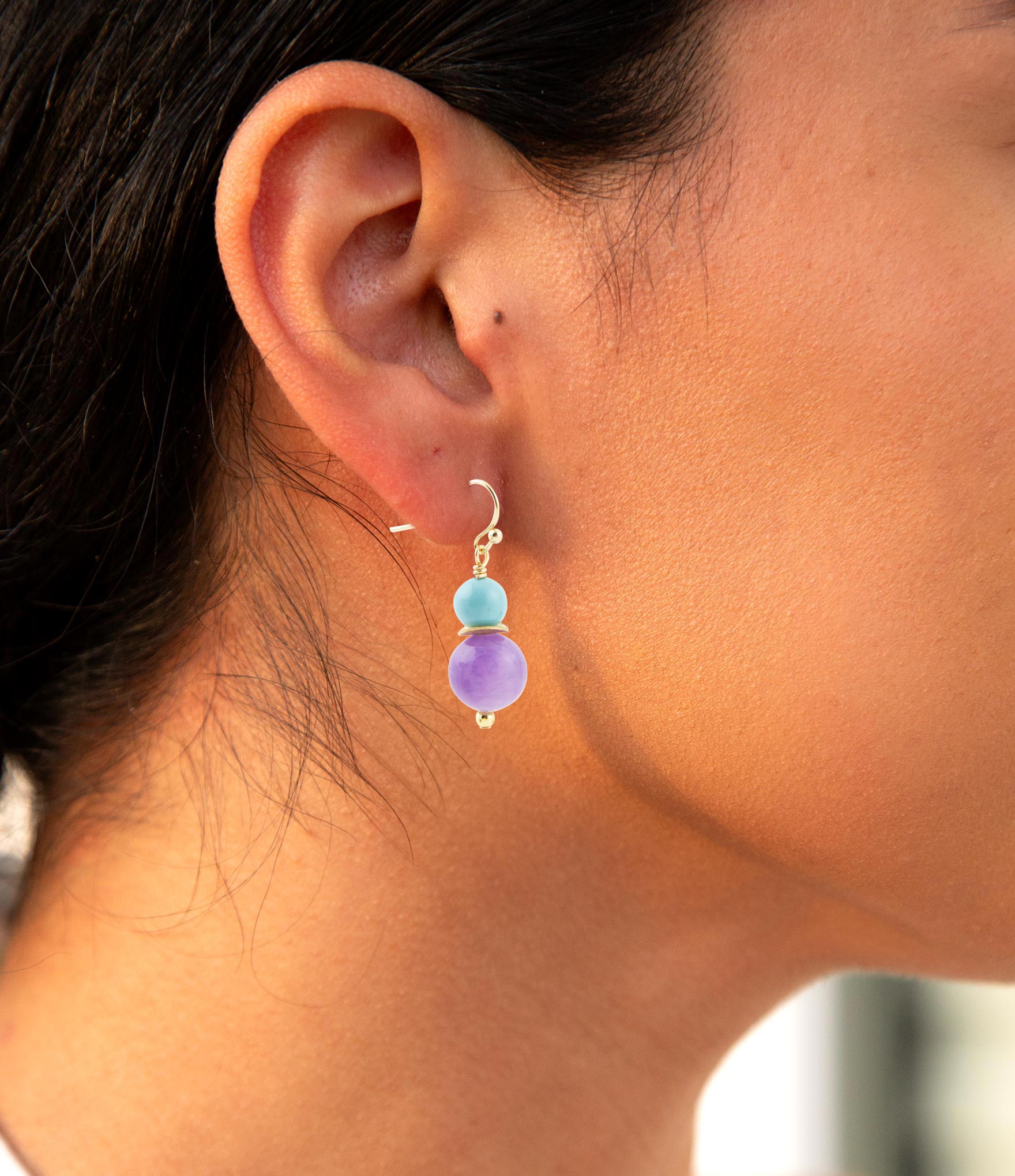 Aruba Purple Jade Golden Drop Earrings - Barse Jewelry