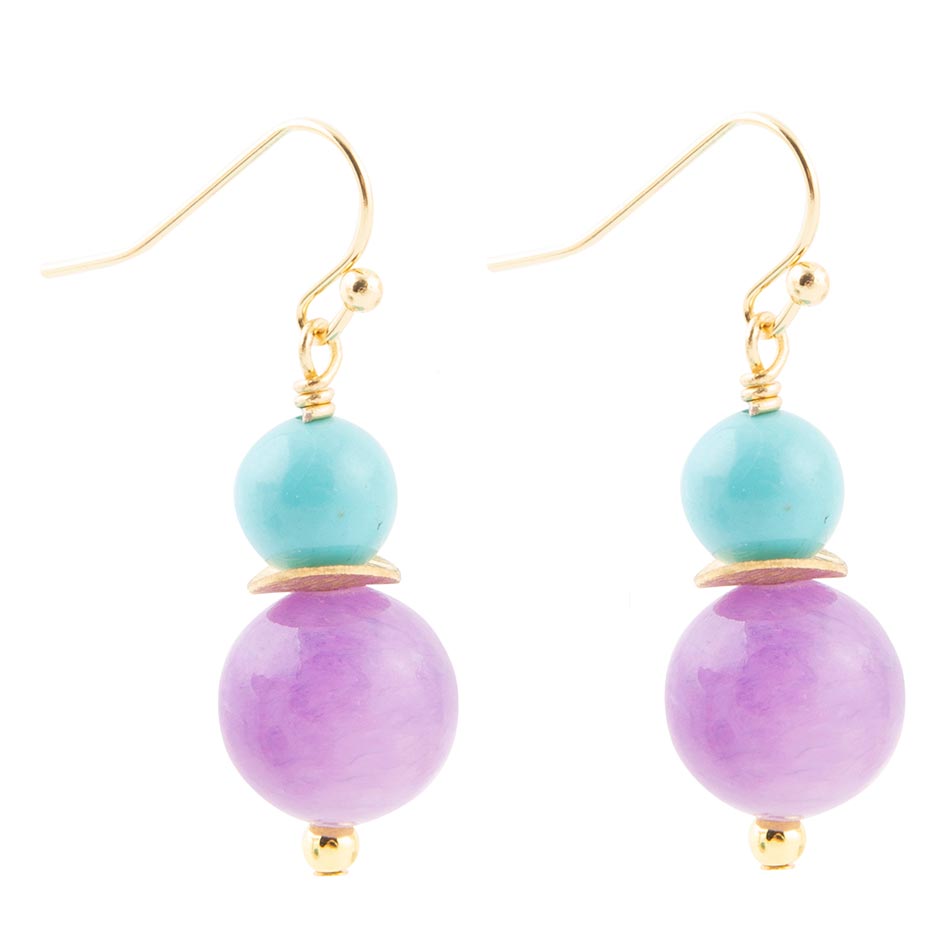 Aruba Purple Jade Golden Drop Earrings - Barse Jewelry