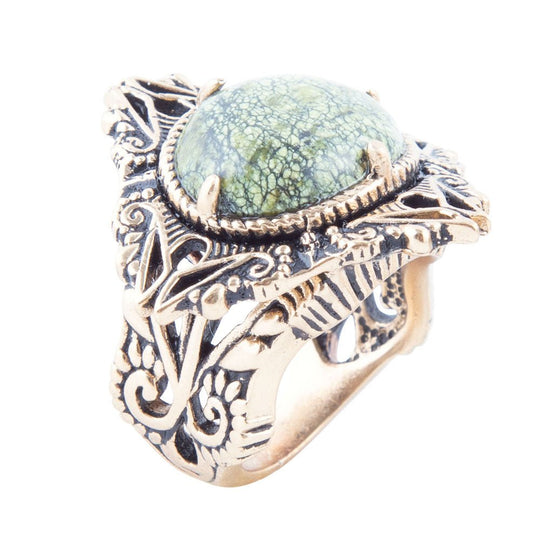 Aspen Green Serpentine Golden Statement Ring