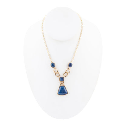 Athena Blue Agate Golden Statement Necklace - Barse Jewelry