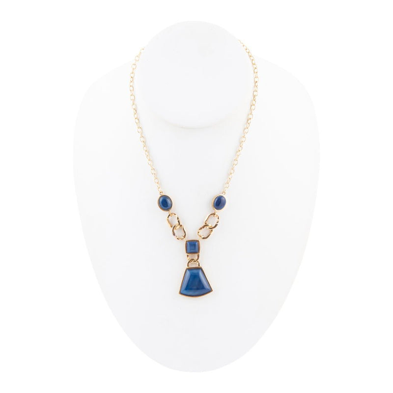 Athena Blue Agate Golden Statement Necklace - Barse Jewelry