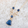 Athena Blue Agate Golden Statement Necklace - Barse Jewelry