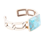 Athena Blue Turquoise Golden Chain Cuff Bracelet - Barse Jewelry