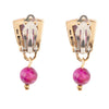 Athena Pink Spiny Oyster Matrix Golden Clip Earrings - Barse Jewelry