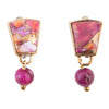 Athena Pink Spiny Oyster Matrix Golden Clip Earrings - Barse Jewelry