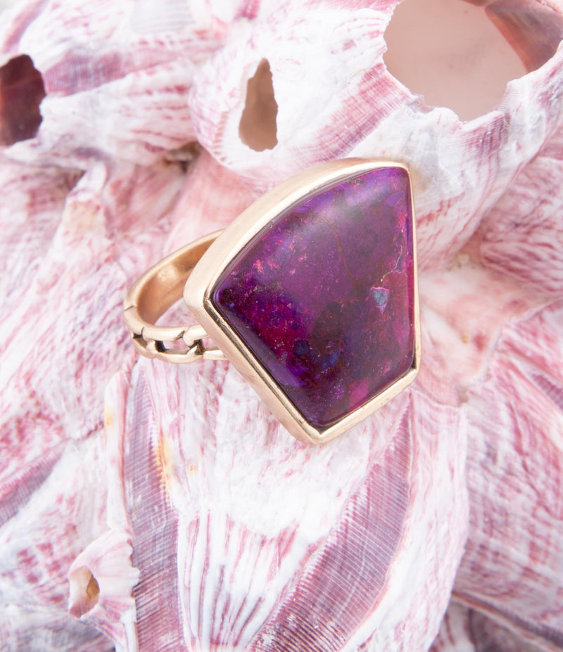 Athena Purple Turquoise Statement Golden Ring - Barse Jewelry