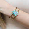 Aurora Blue Opal Golden Cuff Bracelet - Barse Jewelry