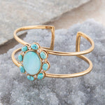 Aurora Blue Opal Golden Cuff Bracelet - Barse Jewelry