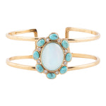 Aurora Blue Opal Golden Cuff Bracelet - Barse Jewelry