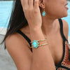 Aurora Blue Opal Golden Cuff Bracelet - Barse Jewelry