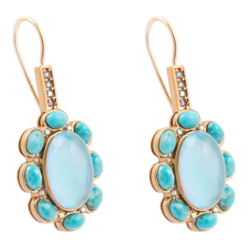 Aurora Blue Opal Golden Drop Earrings - Barse Jewelry