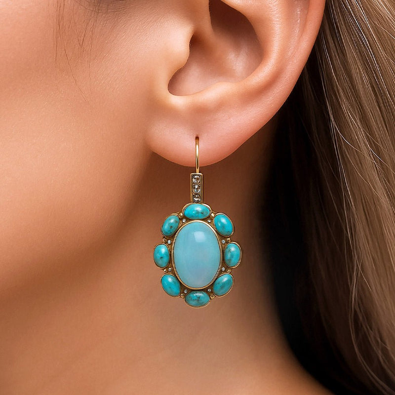 Aurora Blue Opal Golden Drop Earrings - Barse Jewelry