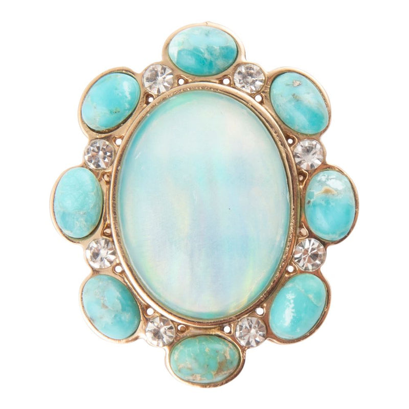 Aurora Blue Opal Golden Statement Ring - Barse Jewelry