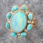 Aurora Blue Opal Golden Statement Ring - Barse Jewelry